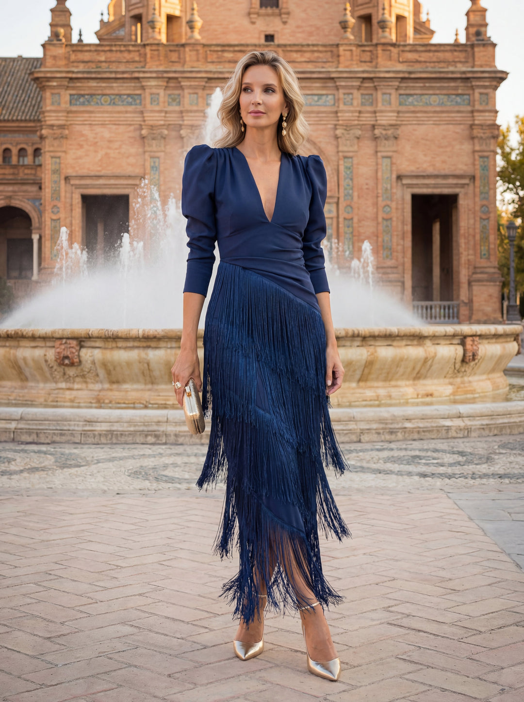 Frida | Sage Green Midi Dress with Fringe Details