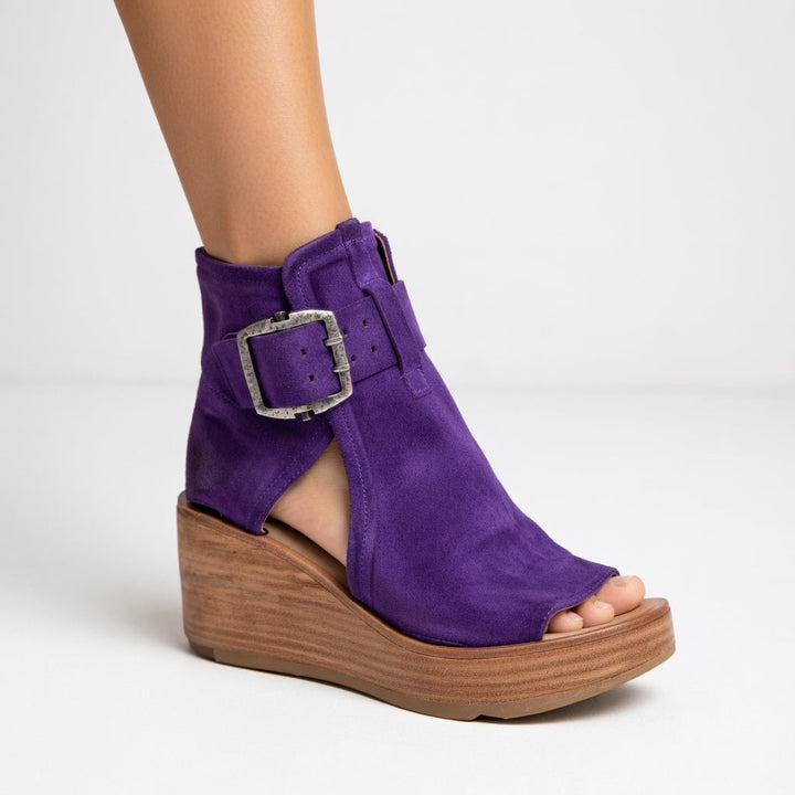 Sofía | Contemporary Open-Toe Wedge Ankle Boots