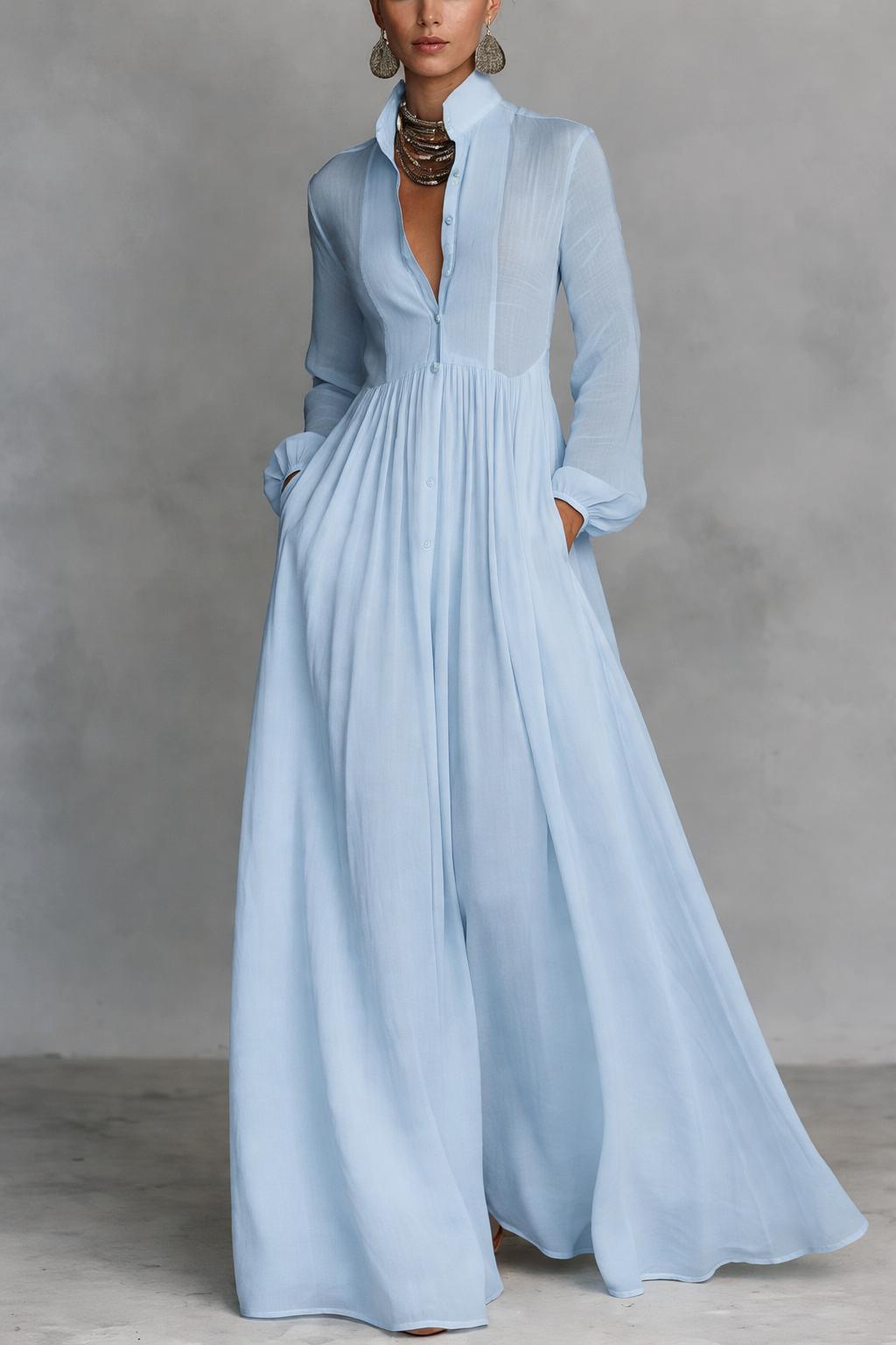 Selena | Flowing Maxi Dress with Elegant Front Buttons