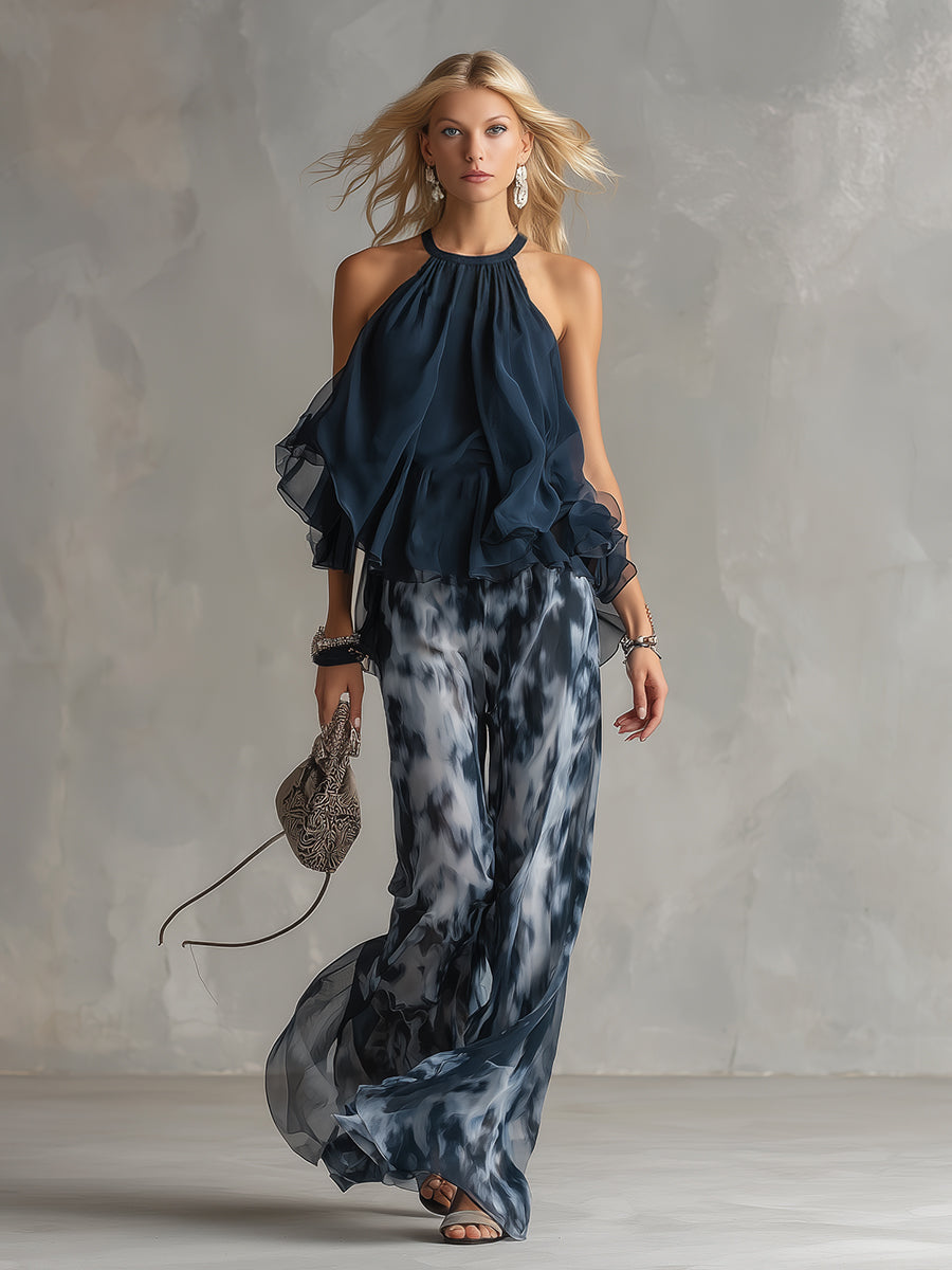 Elise | Elegant and lightweight suit with flowing top and wide trousers
