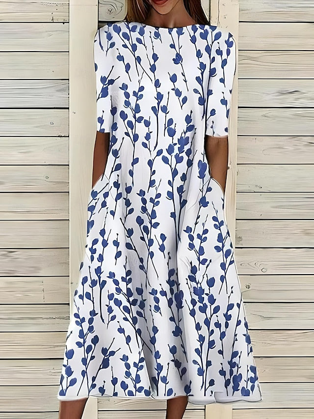 Marina | Floral Print Fluid Midi Dress