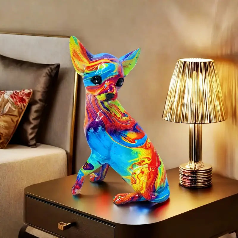 Vibrant Chihuahua-Inspired Resin Table Lamp