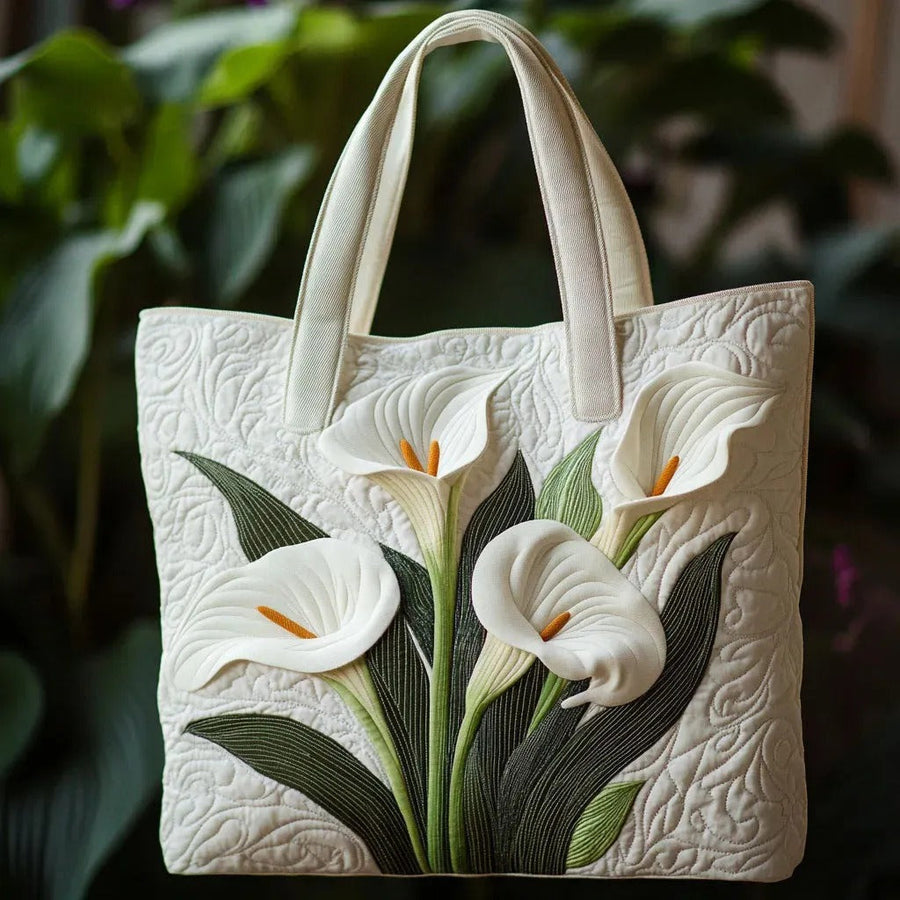 Calla Lily Motif | Quilted Tote Bag