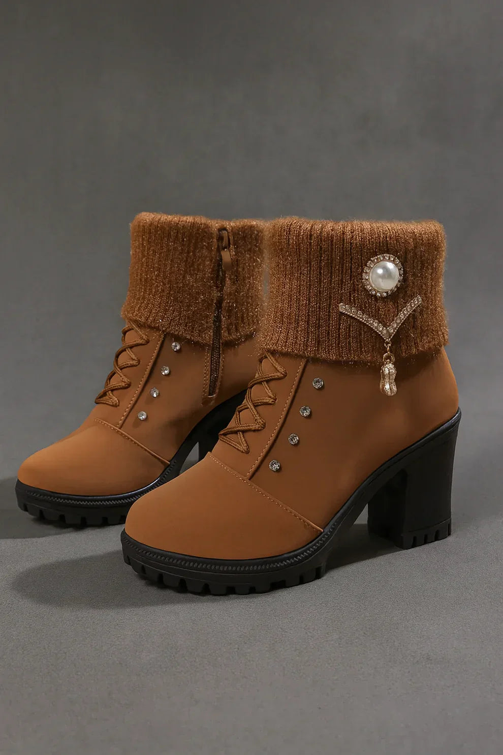 Elena - Cozy Thick-Heeled Boots