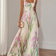 Marie | White Pleated Floral Chiffon Maxi Dress