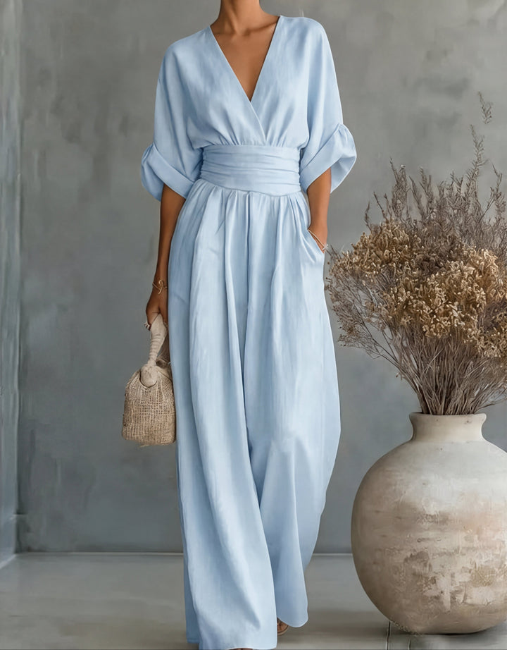 Daniela - Chic V-Neck Wide-Leg Jumpsuit