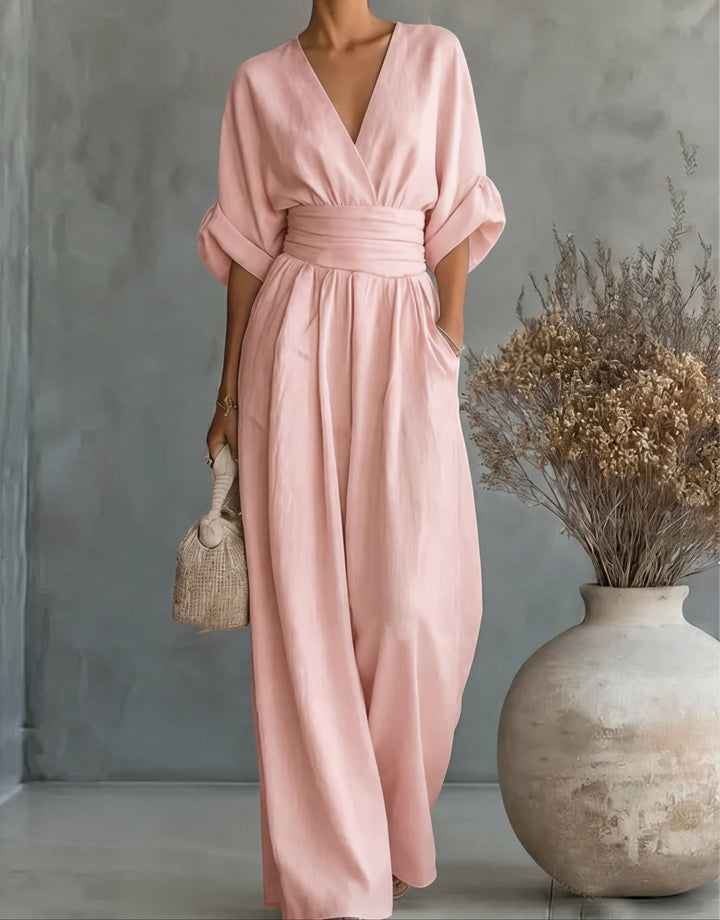 Daniela - Chic V-Neck Wide-Leg Jumpsuit