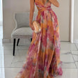 Karen | Painted Floral Print V-Neck Maxi Dress