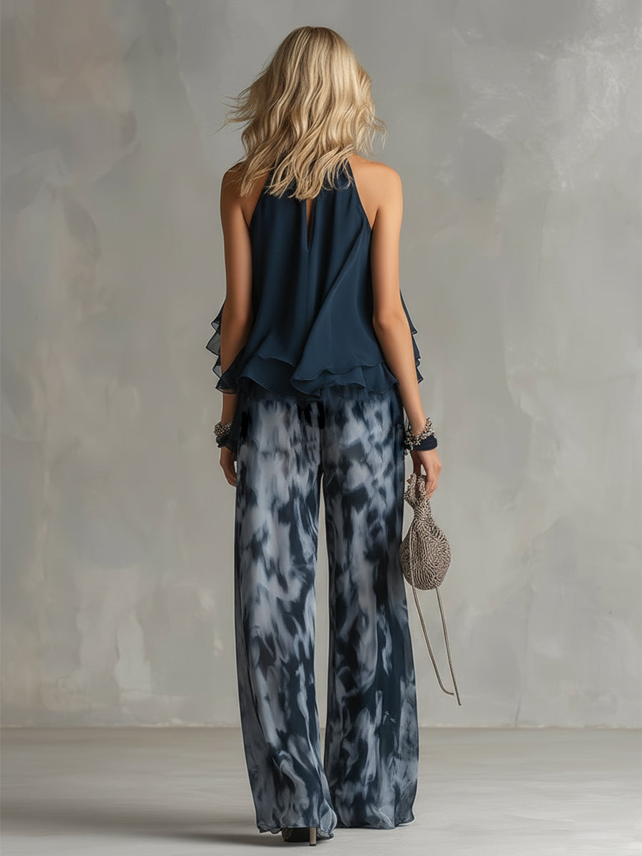 Elise | Elegant and lightweight suit with flowing top and wide trousers