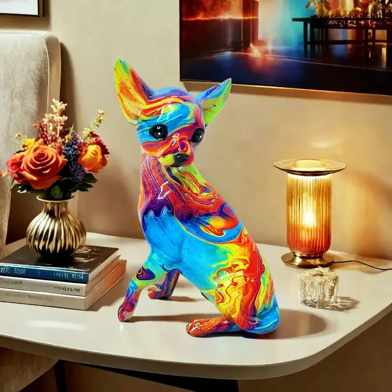 Vibrant Chihuahua-Inspired Resin Table Lamp