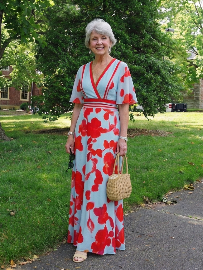 Corinne | Floral V-Neck Short Sleeve Dress