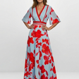 Corinne | V Neck Short Sleeve Floral Maxi Dress