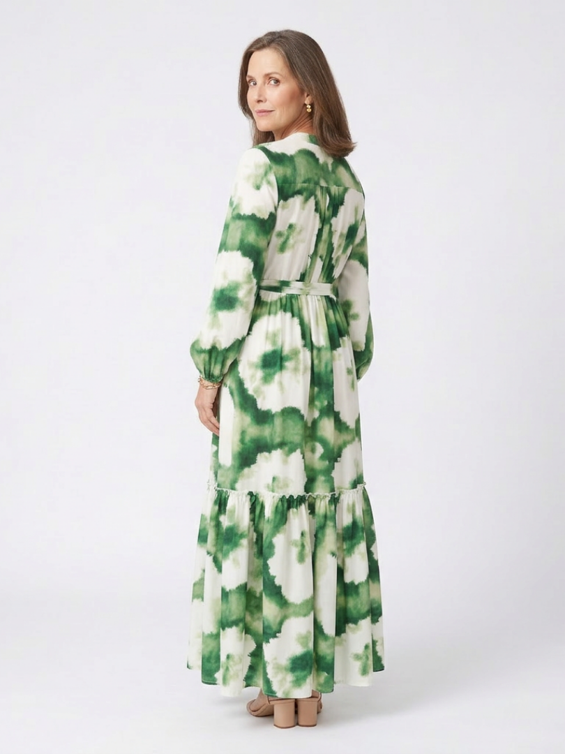 Sabine | Long Sleeve Maxi Dress with Waist Tie