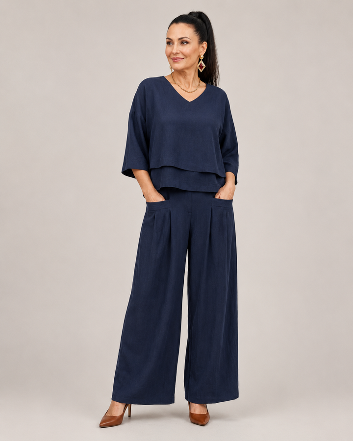 River | Layered Top and Wide Leg Pants Set