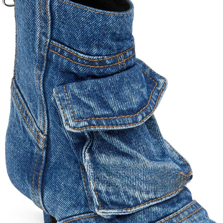 Vega - Premium Denim Cargo Ankle Boots