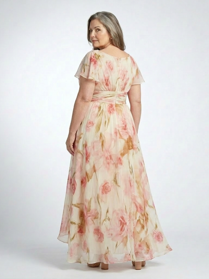 Roslyn | V Neck Short Sleeve Floral Maxi Dress