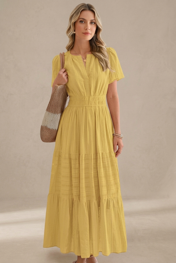Emma | Gathered Waist Maxi Dress