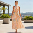 Esther | Watercolor Print Halter Neck Dress
