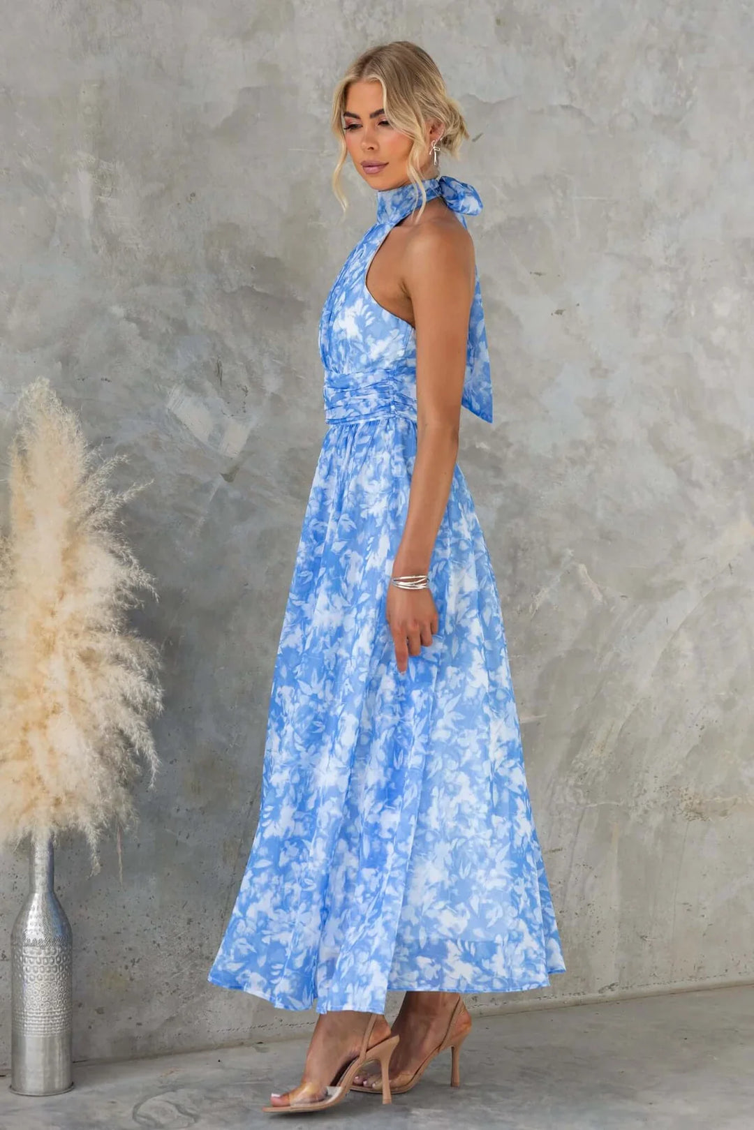 Esther | Watercolor Print Halter Neck Dress