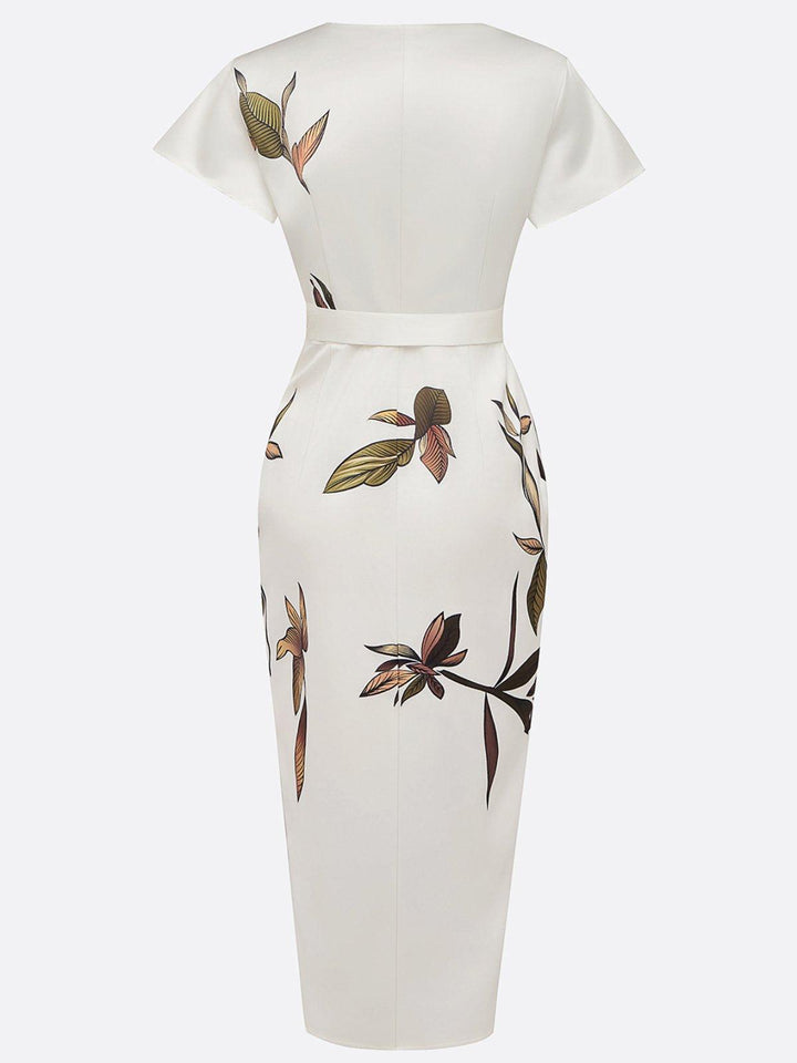 Aura | Satin Botanical Print Dress