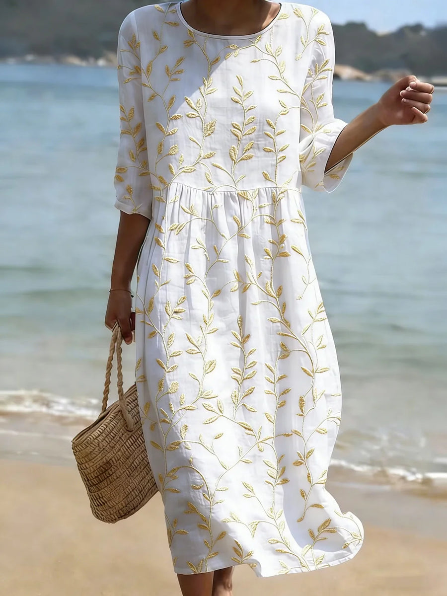 Vintage Floral Embroidered Dress