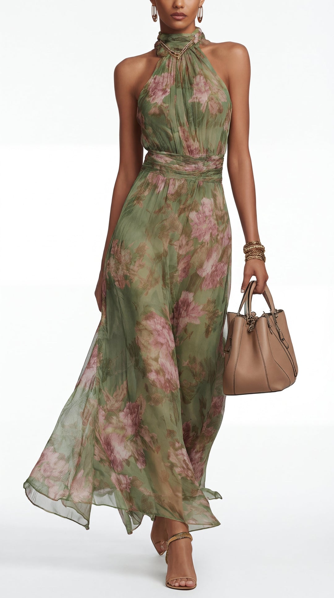 Livia™ | Chic Floral Maxi Halter Dress