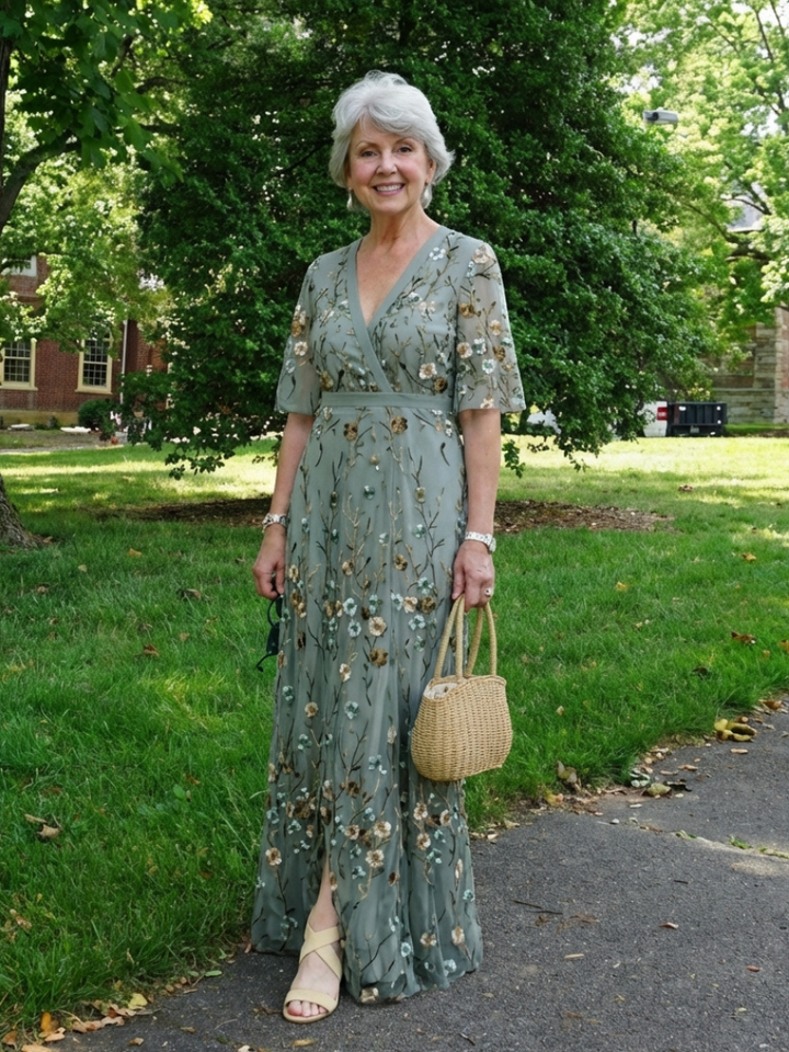 Evadne | Short Sleeve Floral V-Neck Maxi Dress