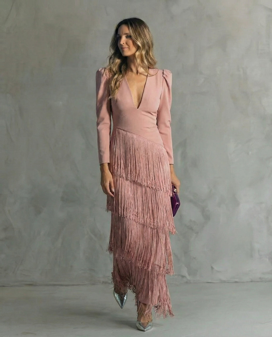 Chiara | Chic Dress Featuring Fringe Sleeves