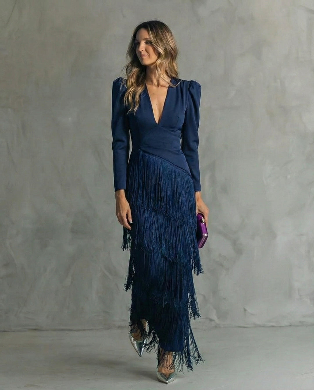 Chiara | Chic Dress Featuring Fringe Sleeves