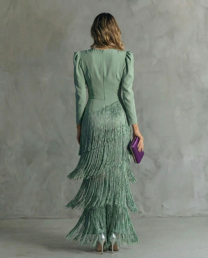 Chiara | Chic Dress Featuring Fringe Sleeves