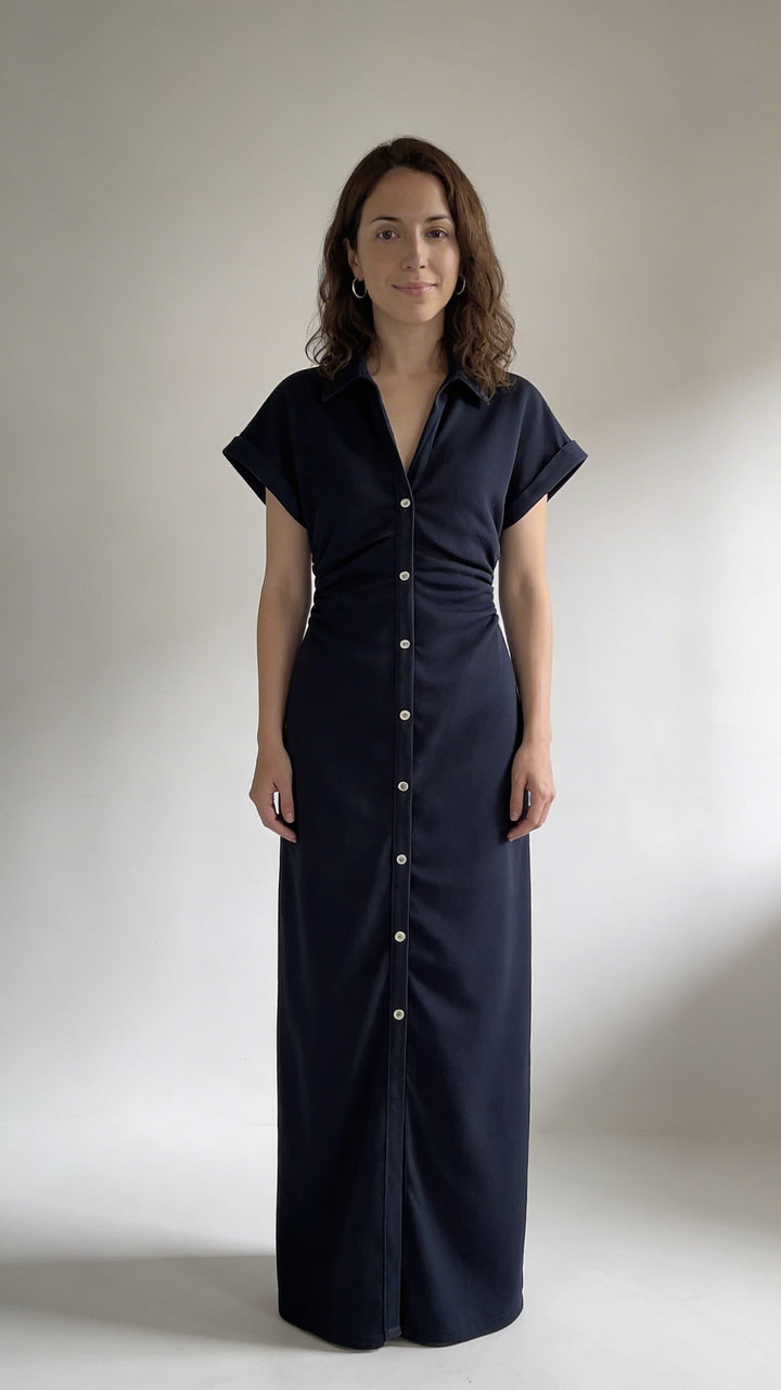 Button-Down Denim Midi Dress