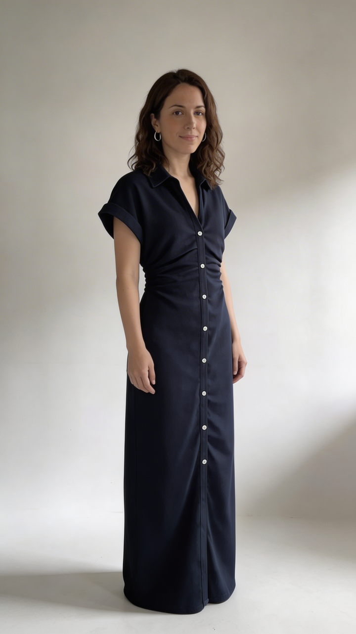 Button-Down Denim Midi Dress