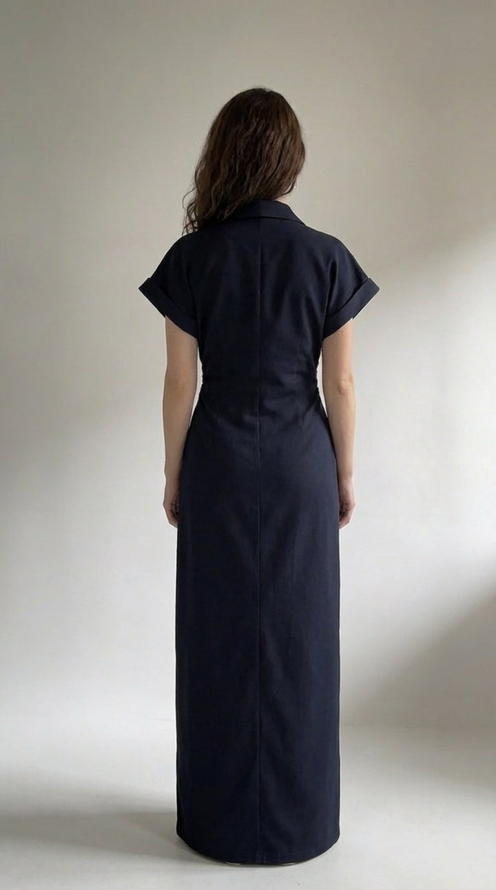 Button-Down Denim Midi Dress