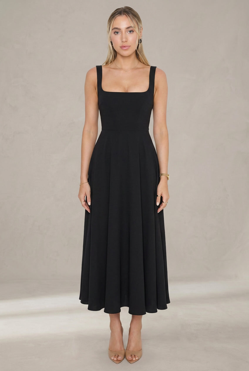 Grace | Elegant Midi Dress with Square Neckline