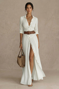 Alma | Long Sleeve Maxi Dress with Collar and Flowing Design