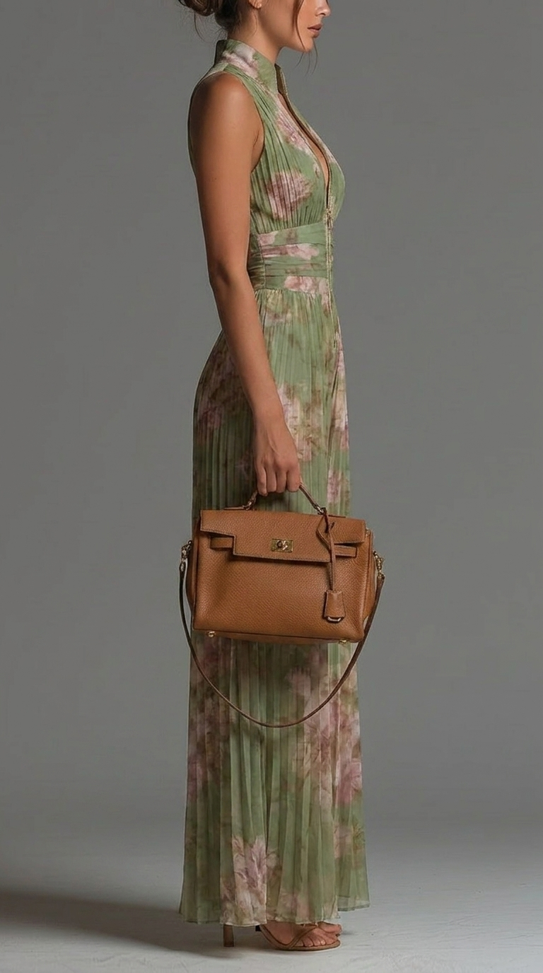 Inés | Floral Chiffon Jumpsuit with Pleated Design