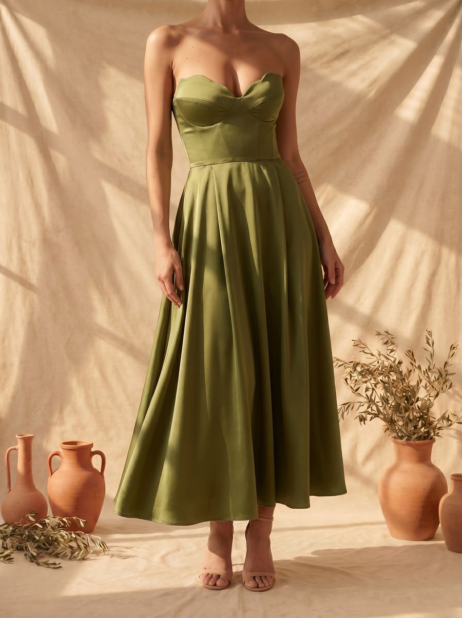 Liora | Chic Strapless Midi Dress