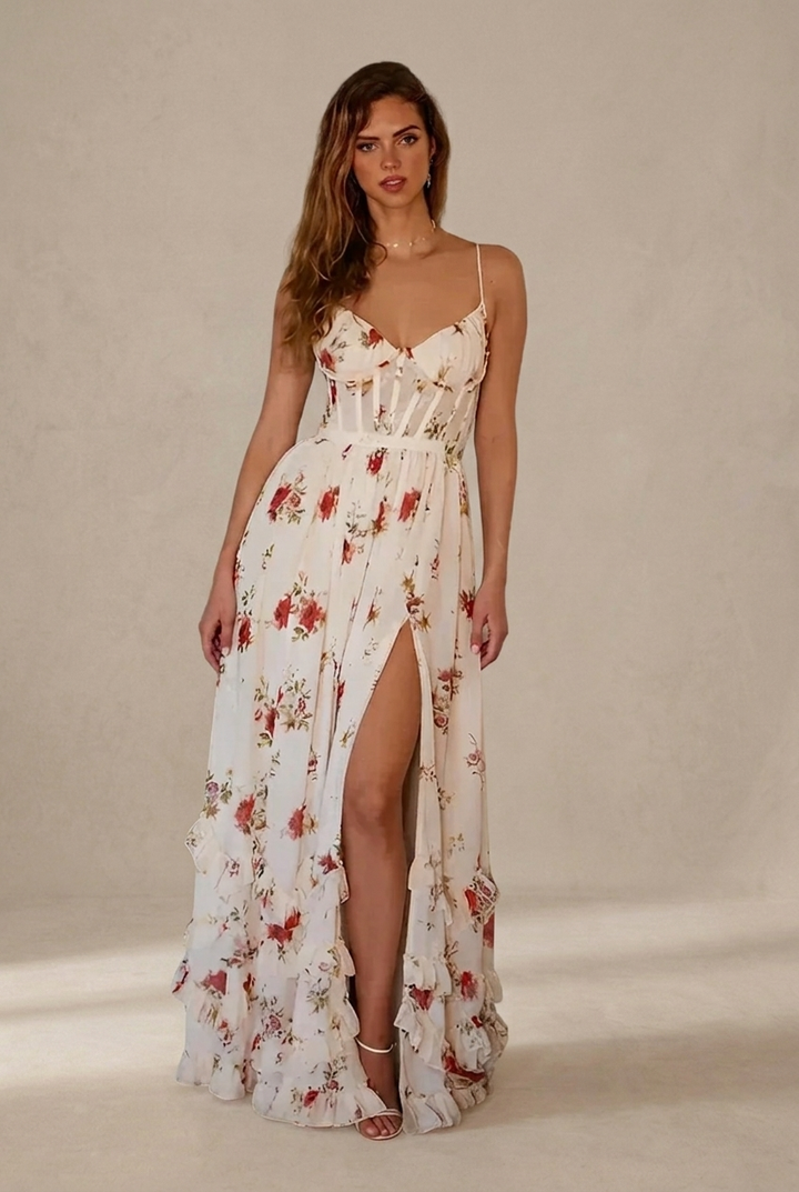 Paola | V-Neck Floral Dress with a Romantic Touch