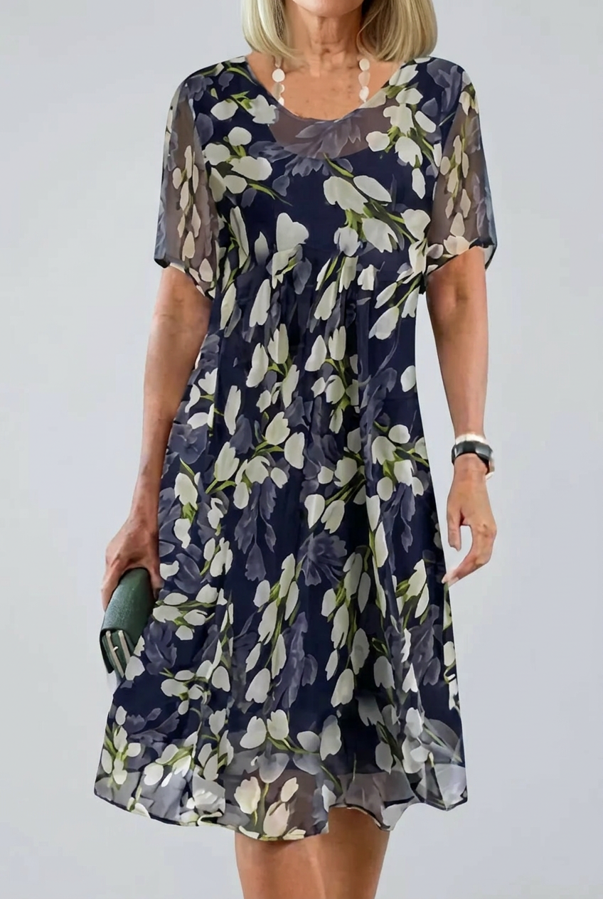 Elisa - Graceful Floral Chiffon Gown