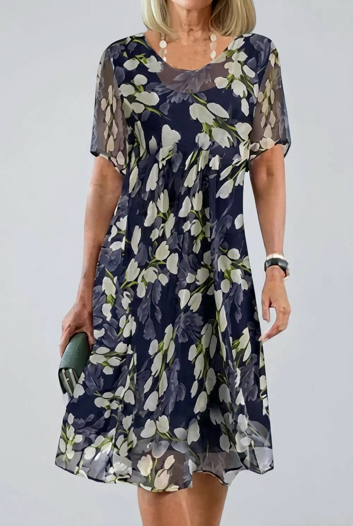 Elisa - Graceful Floral Chiffon Gown