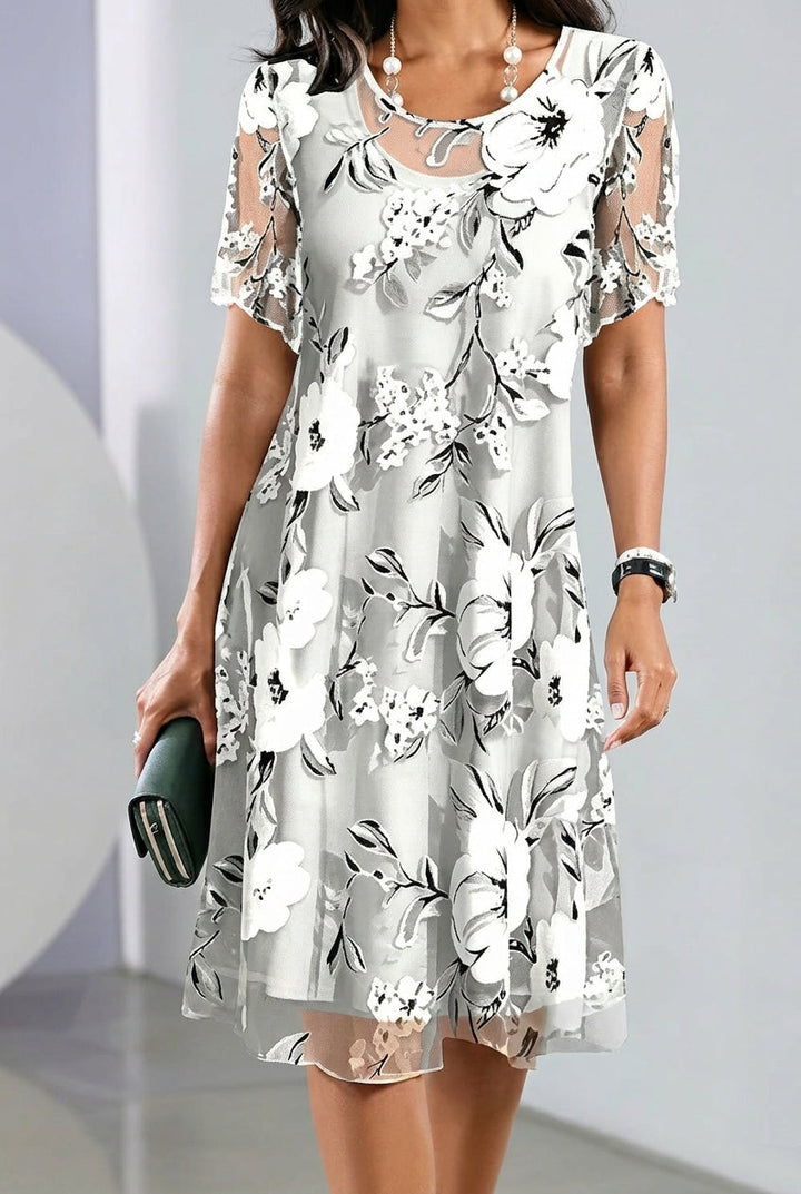 Elisa - Graceful Floral Chiffon Gown