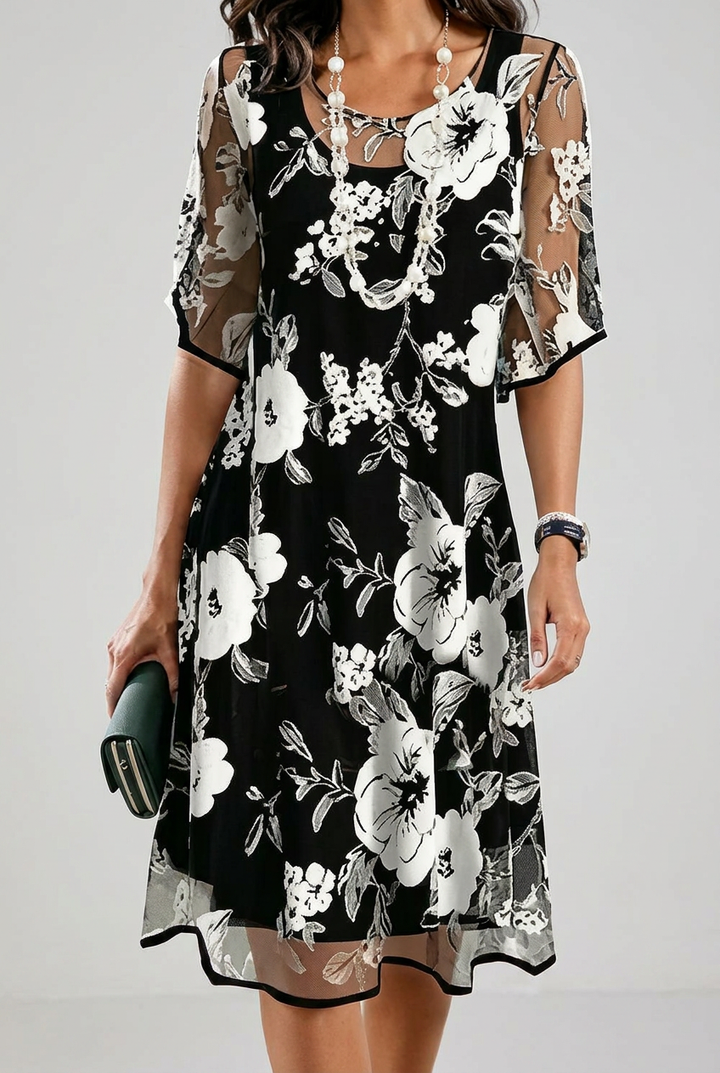 Elisa - Graceful Floral Chiffon Gown
