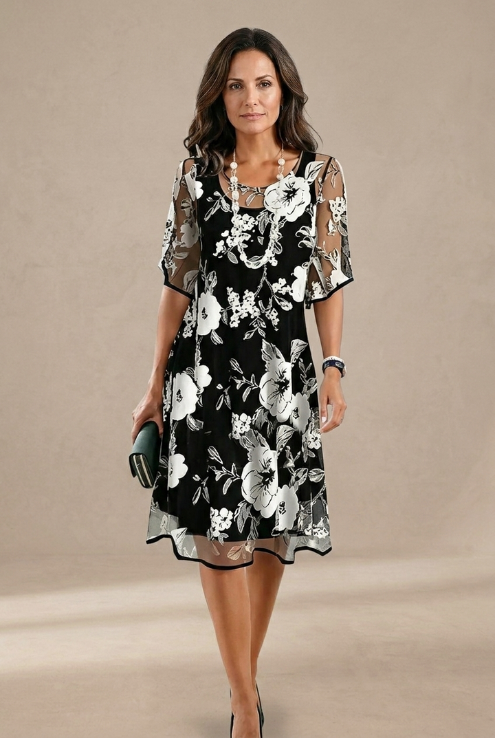 Elisa - Graceful Floral Chiffon Gown