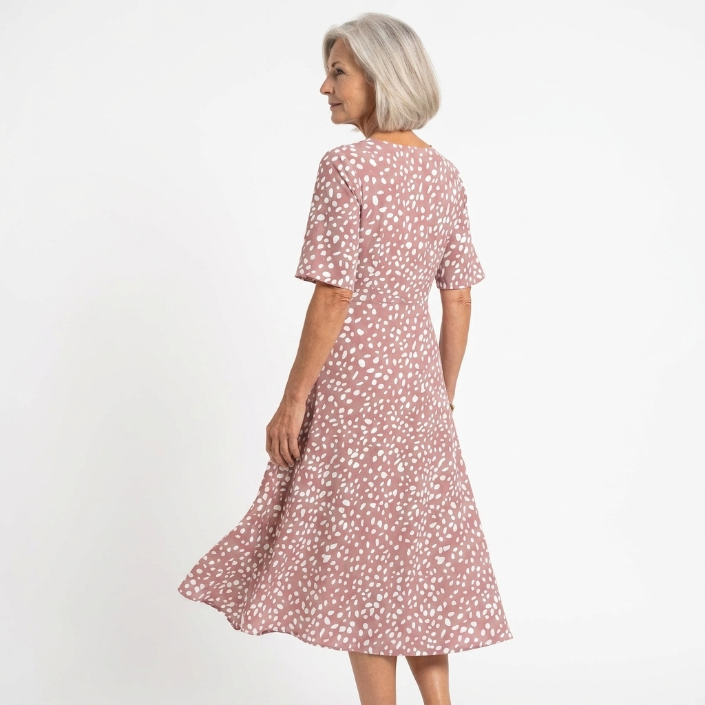 Colette | Polka Dot Print Midi Dress with Flattering Fit