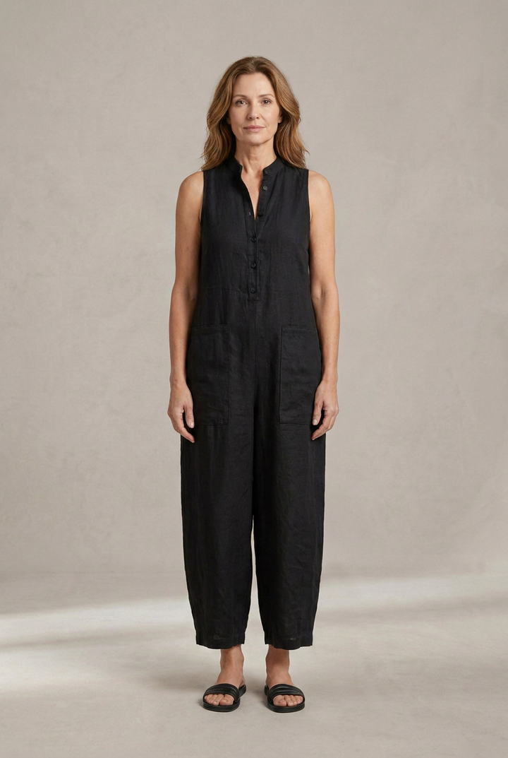 Brisa | Casual Sleeveless Jumpsuit with Front Button Detail