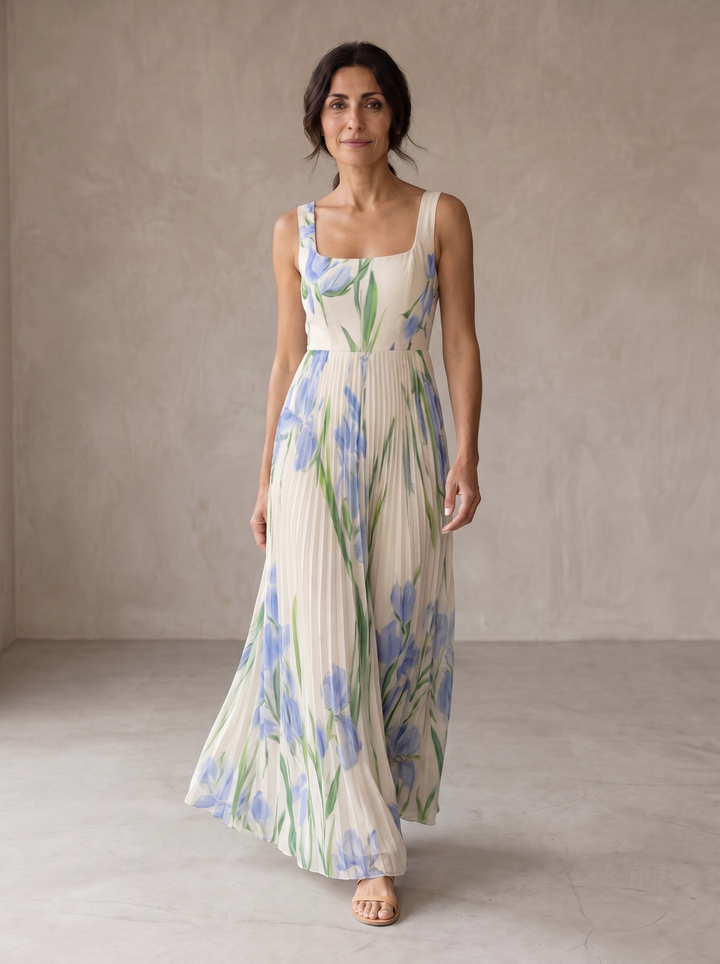 Oriah | A-Line Maxi Dress with Floral Print