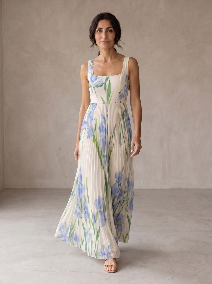 Oriah | A-Line Maxi Dress with Floral Print