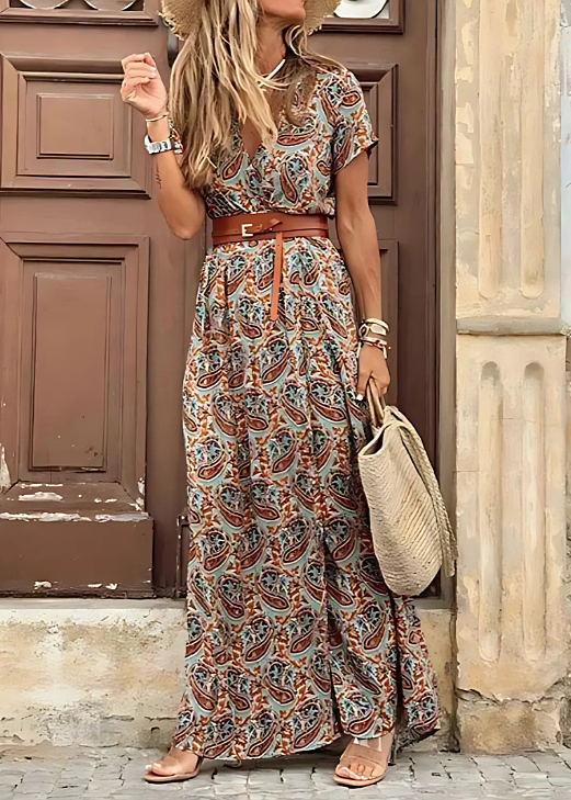 Joselin™ – Elegant Bohemian Maxi Dress with Belt
