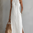 Jimena | Linen Midi Dress Featuring Mao Collar