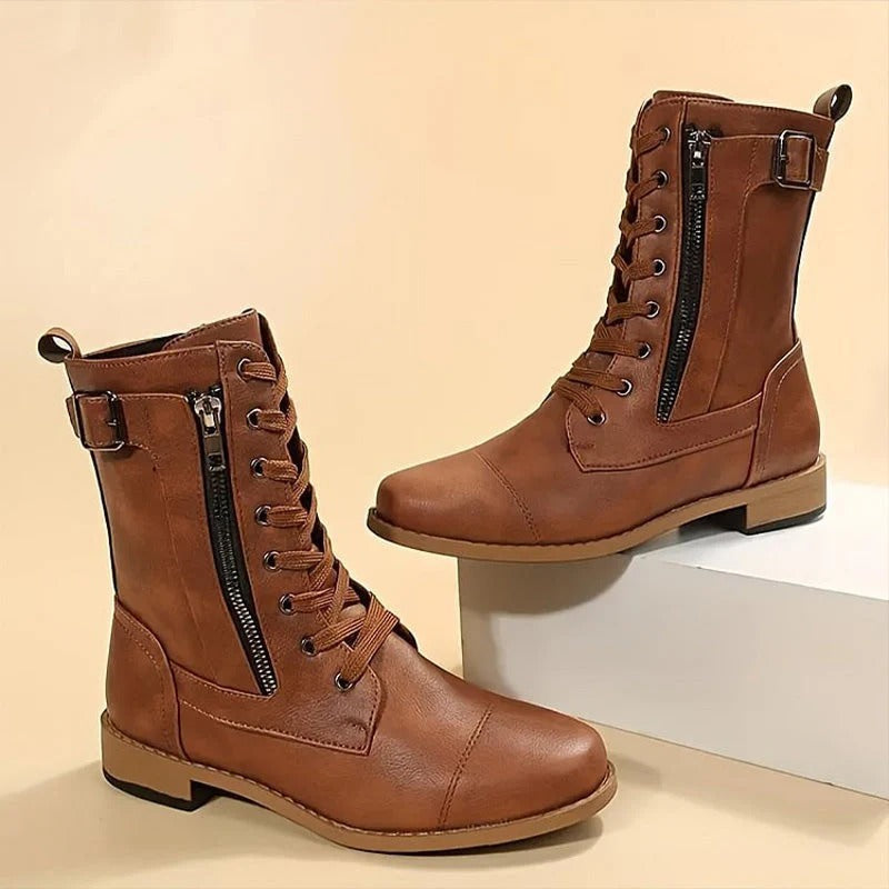 Silvia - Arch-Support Ankle Boots with Round Toe Design